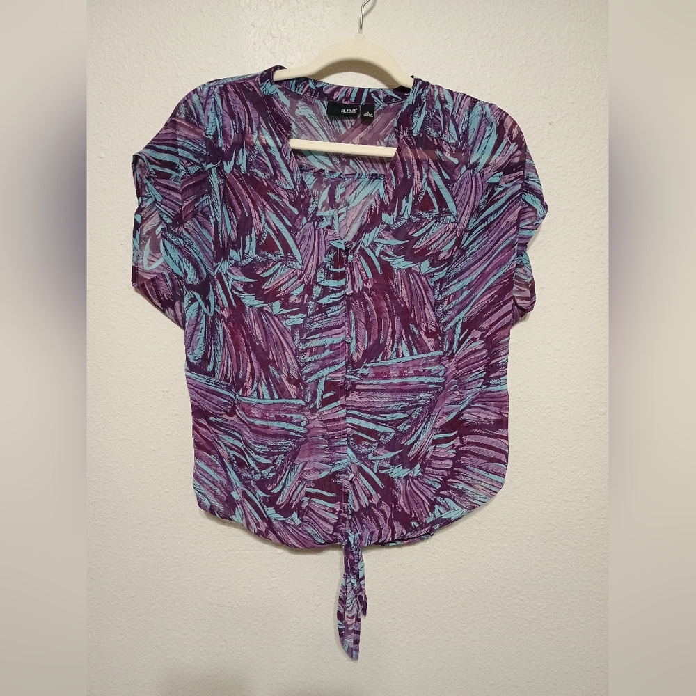a.n.a Vibrant Purple and Teal Blouse